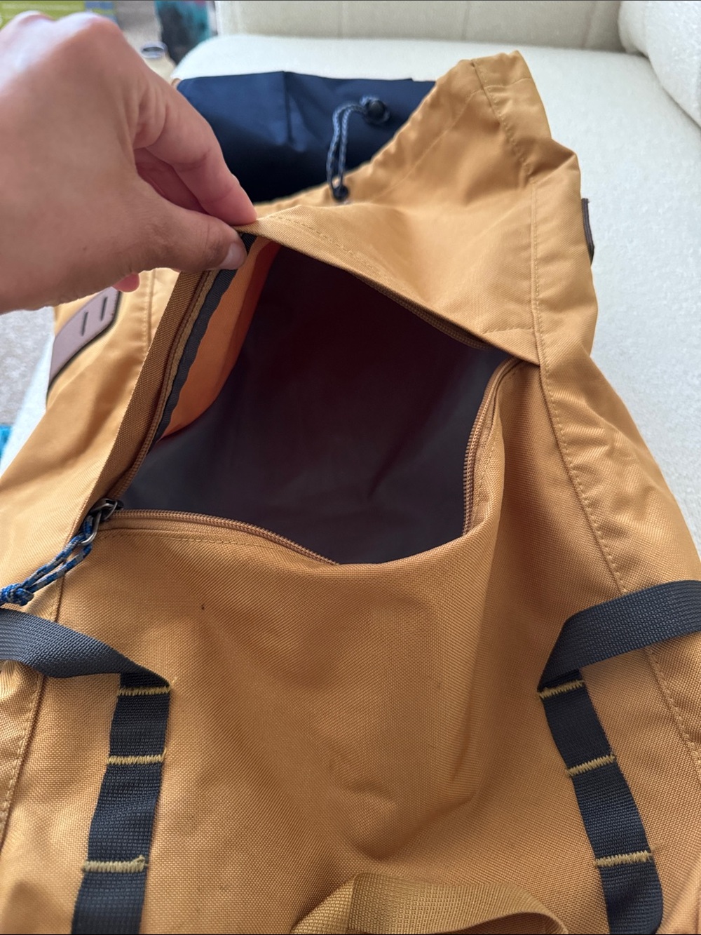 Patagonia Mustard Brown and Navy Roll-Top Pack - Picture 8 of 8